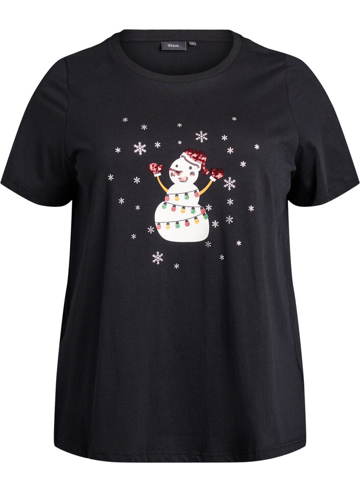 Weihnachts-T-Shirt aus Bio-Baumwolle, Schwarz, Packshot image number 0