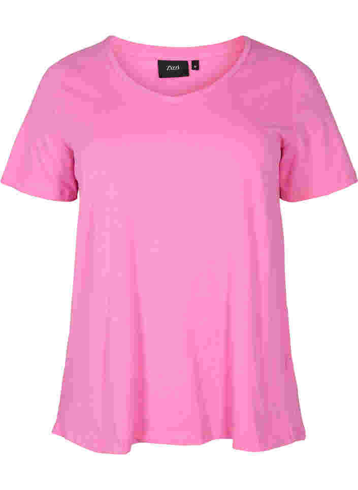 Einfarbiges basic T-Shirt aus Baumwolle, Wild Orchid, Packshot image number 0