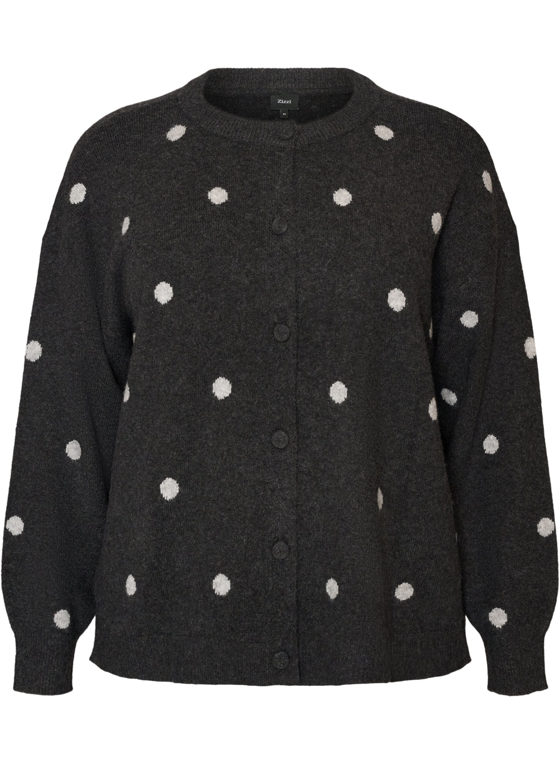 ZizziStrickjacke mit Punktmuster, Grau, Packshot image number 0