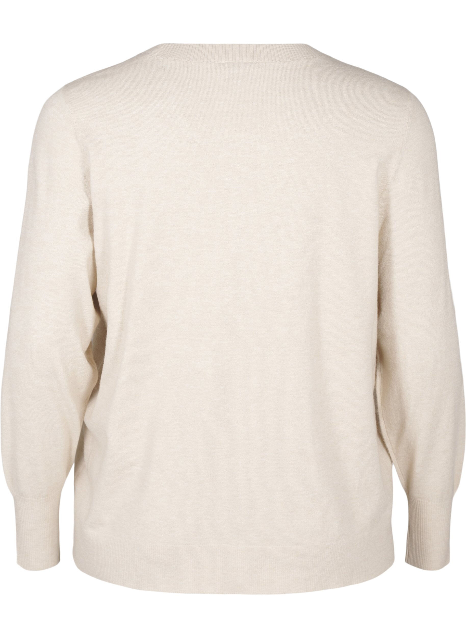 Zizzi FLASH &ndash; Strickpullover mit Rundhalsausschnitt, Beige, Packshot image number 1