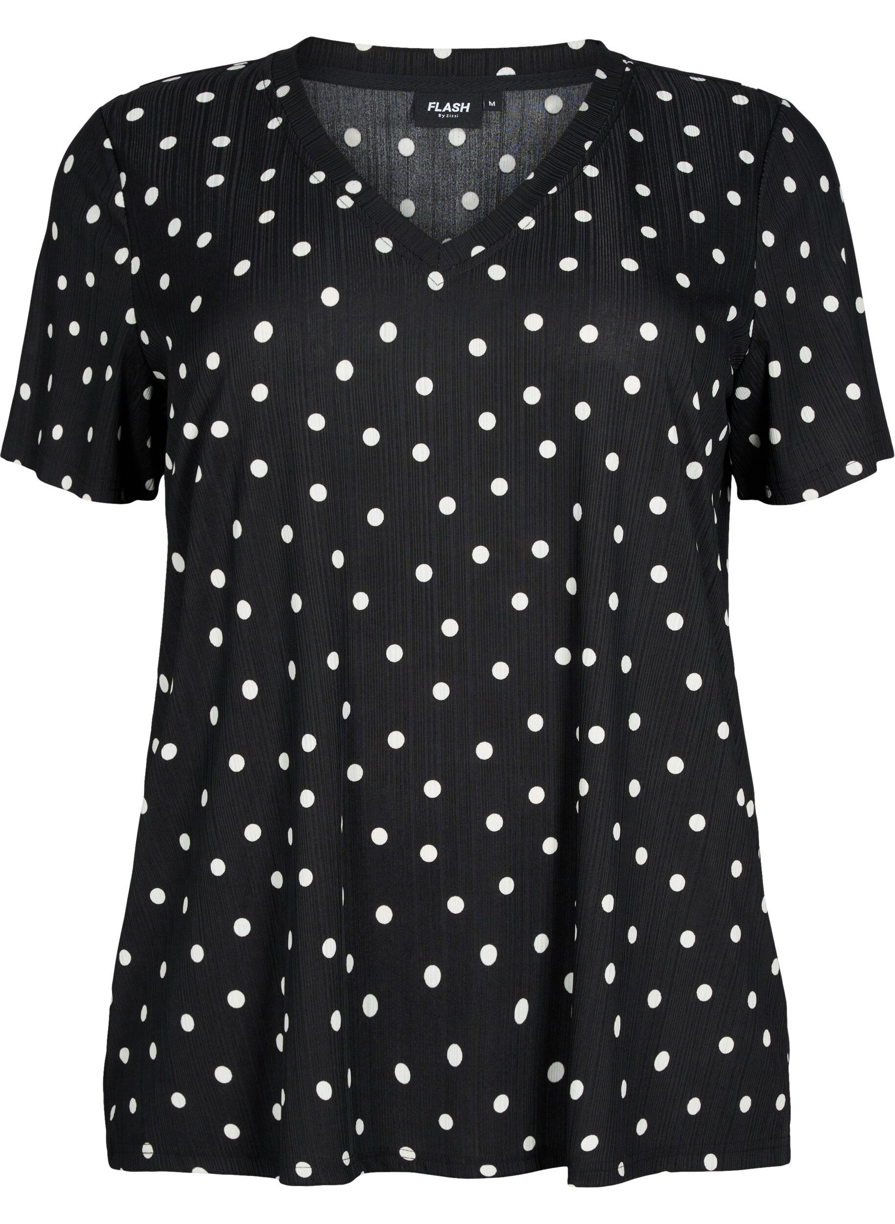 Zizzi FLASH - Bedrucktes T-Shirt mit V-Ausschnitt, Black Dot, Packshot image number 0