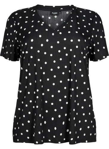 FLASH - Bedrucktes T-Shirt mit V-Ausschnitt, Black Dot, Packshot image number 0