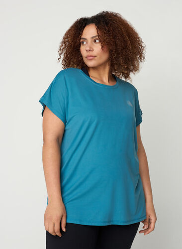 Einfarbiges Trainings-T-Shirt, Storm Blue, Model image number 0