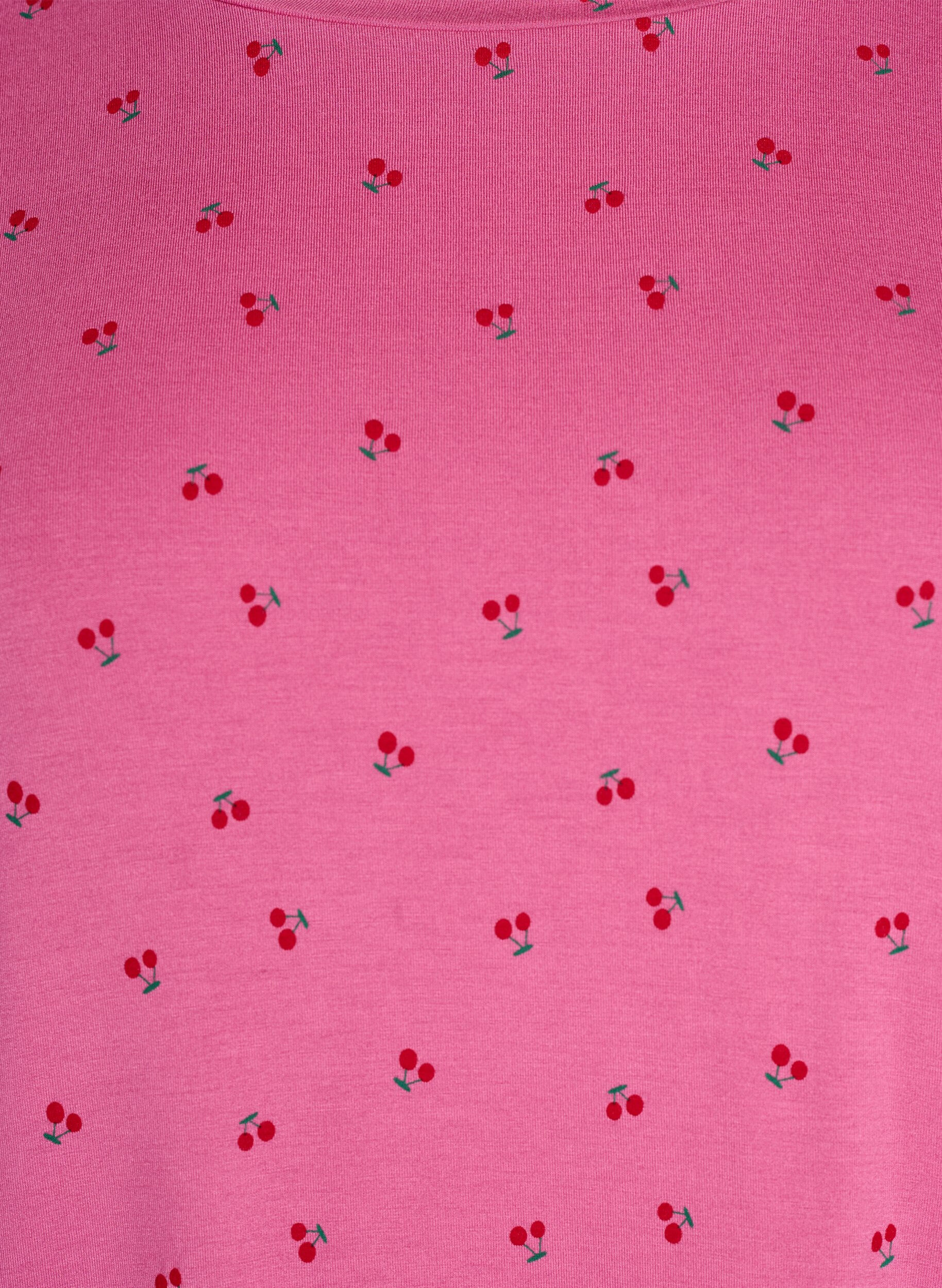 Zizzi Pyjama-T-Shirt aus Viskose mit Allover-Print, Pink, Packshot image number 2