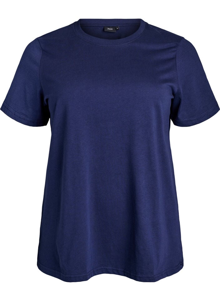 Basic-T-Shirt aus Baumwolle mit Rundhalsausschnitt, Blau, Packshot image number 0