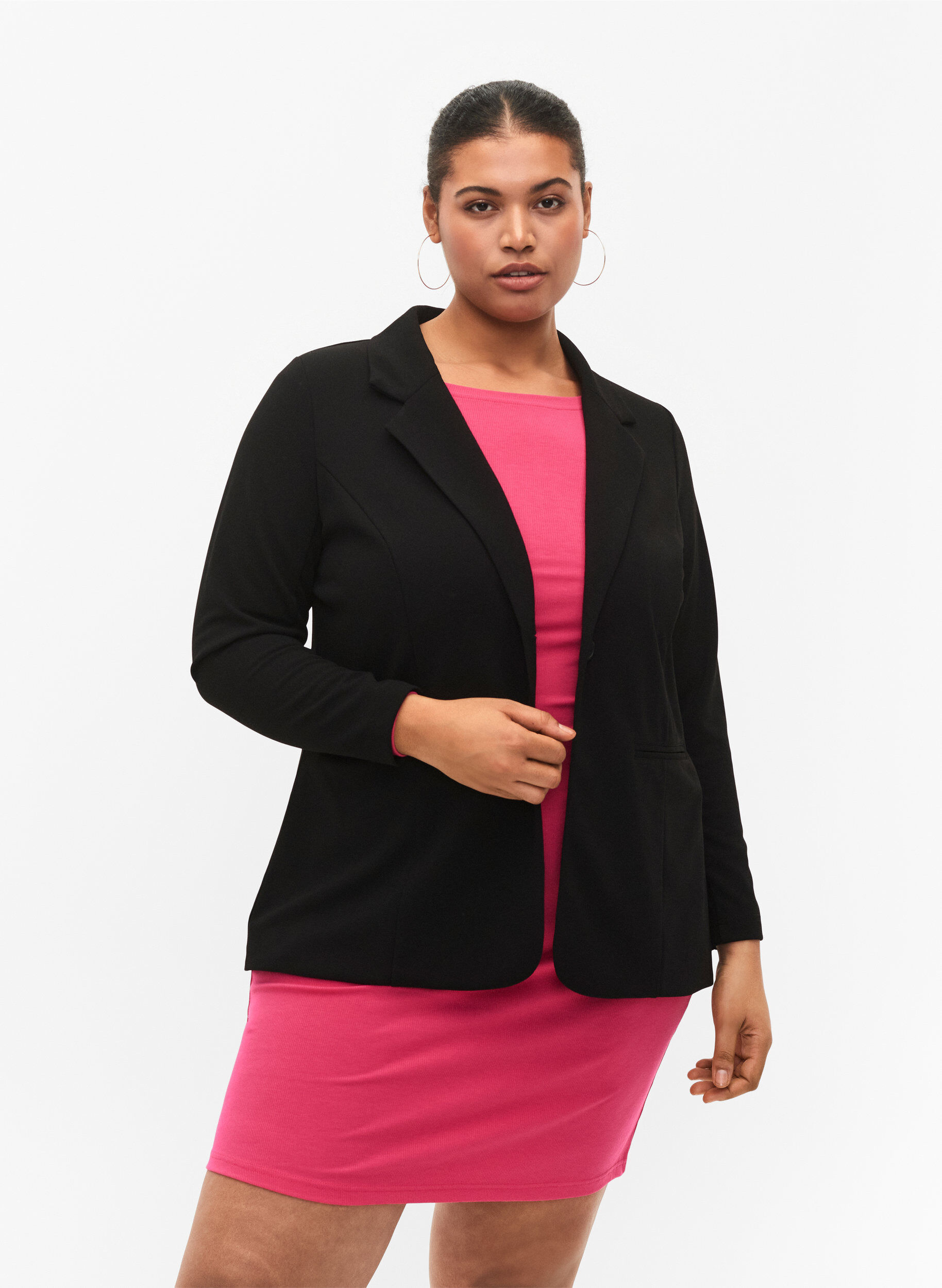 Zizzi Blazer mit Taschen, Black, Model image number 0