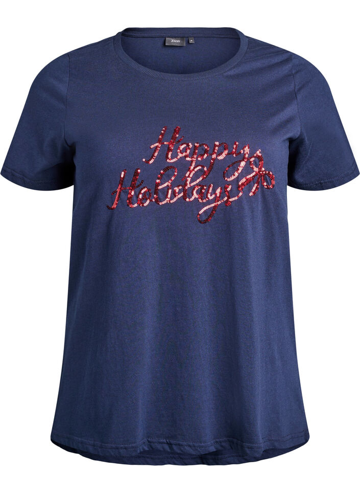Weihnachts-T-Shirt aus Bio-Baumwolle, Blau, Packshot image number 0