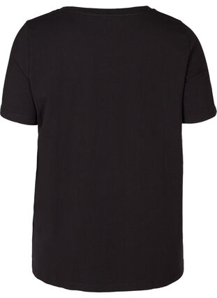 Kurzarm T-Shirt aus Baumwolle mit Aufdruck, Black SIMPLY, Packshot image number 1