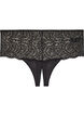 Offener Hipster-String mit Spitze und hohem Bund, Schwarz, Packshot image number 0