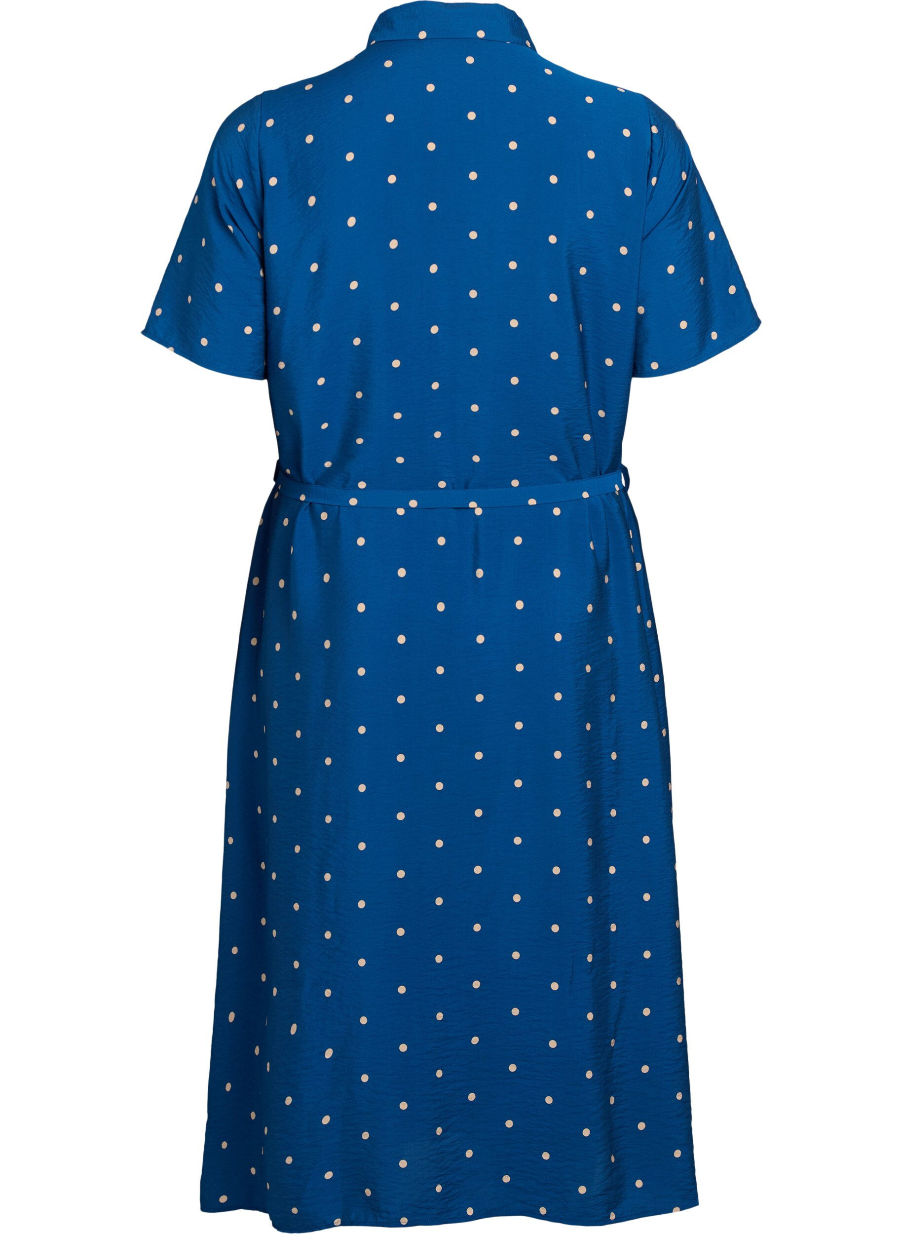 Zizzi Midikleid aus Hemd mit Polka Dots, Blau, Packshot image number 1