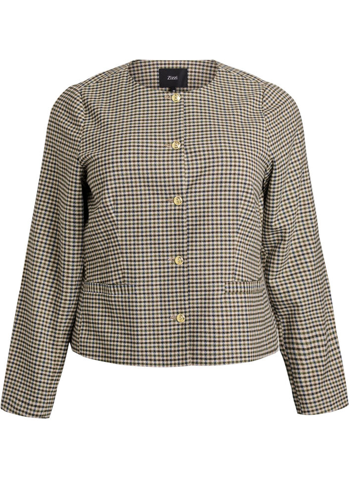 Kurze Jacke mit goldfarbenen Knöpfen, Braun, Packshot image number 0