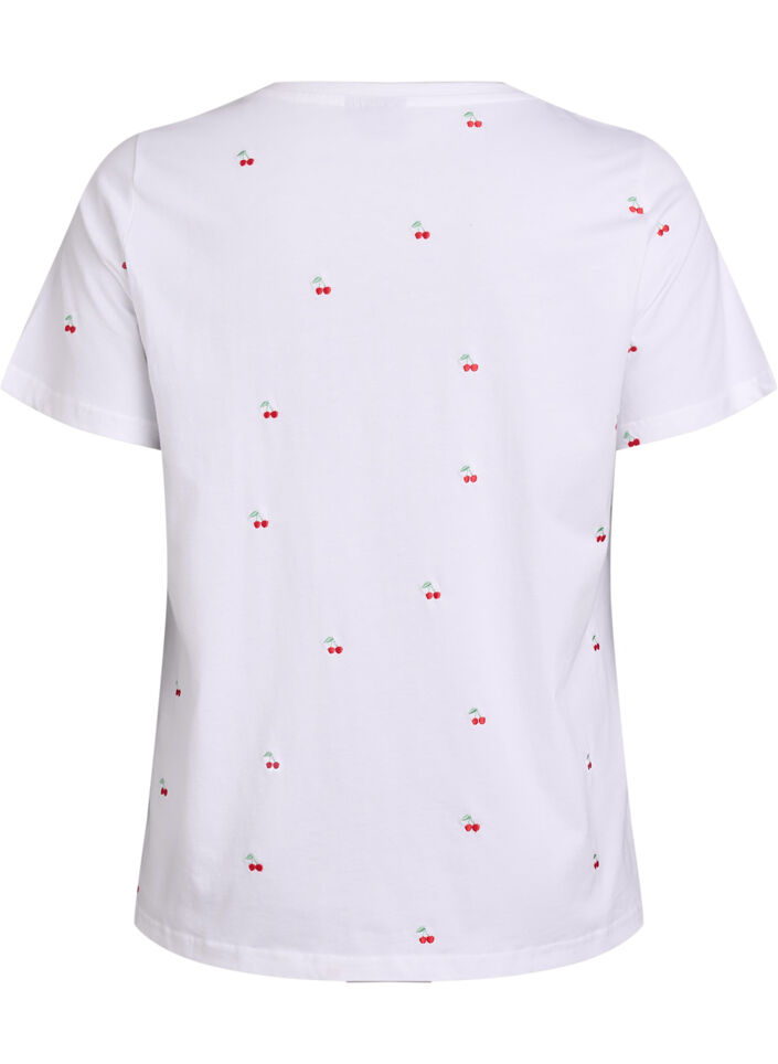 T-Shirt aus Bio-Baumwolle mit aufgestickten Motiven, Wei&szlig;, Packshot image number 1