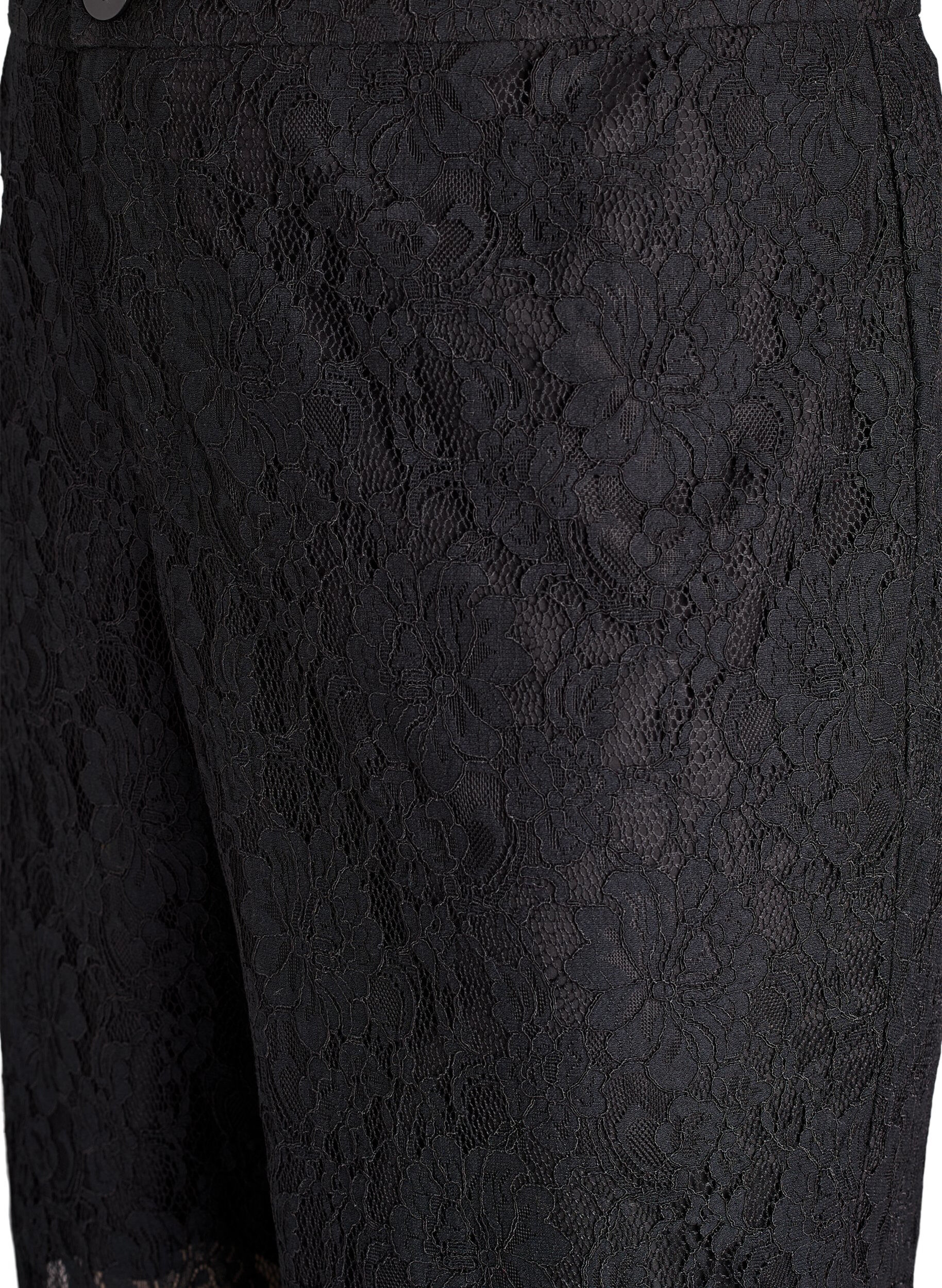 Zizzi Hoch taillierte Hose aus Spitze, Schwarz, Packshot image number 2