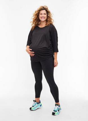 Schwangerschafts-Trainingsbluse mit 3/4-Ärmeln, Black, Model image number 3