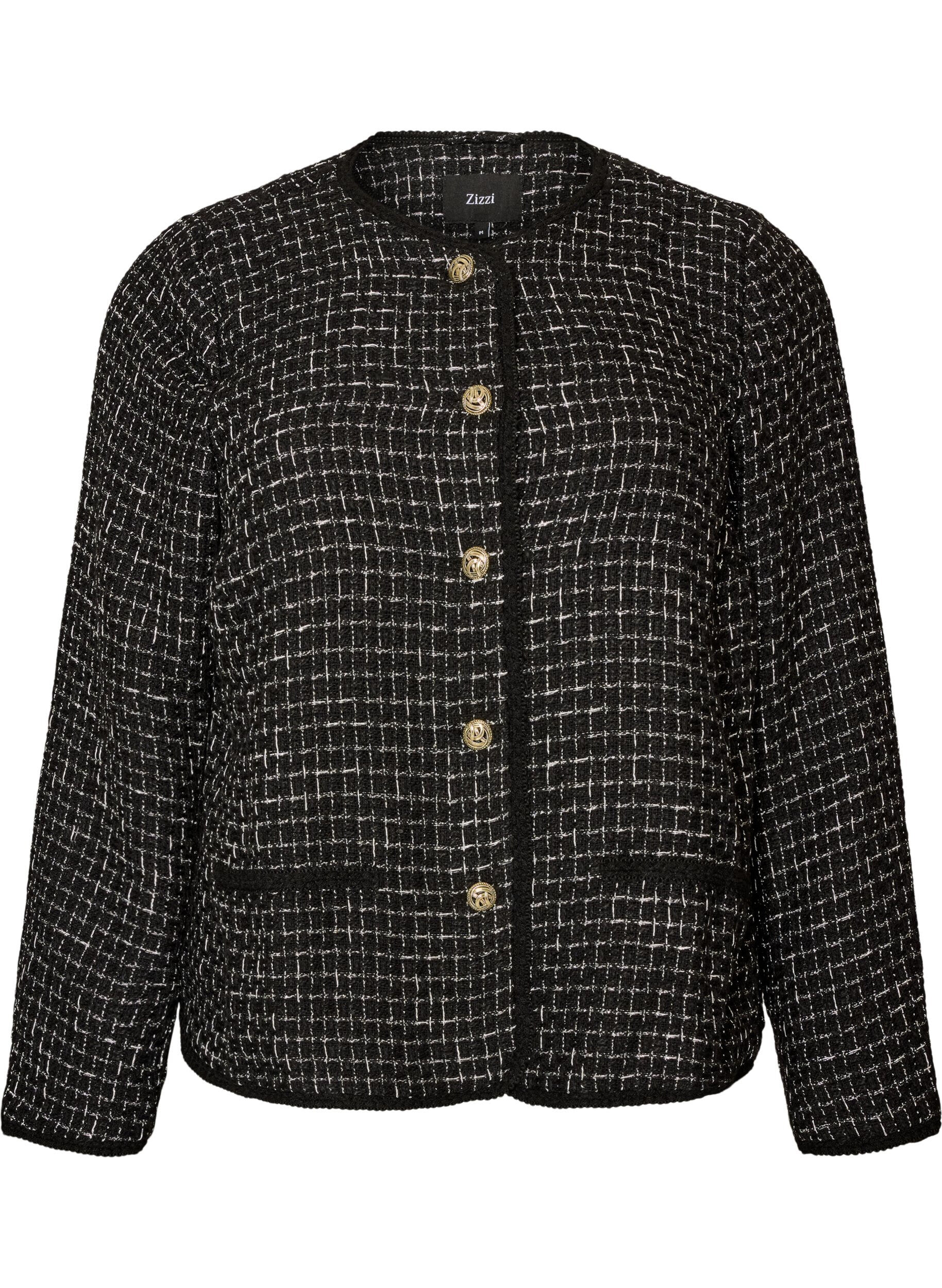 Jacke aus Boucl&eacute; mit goldfarbenen Kn&ouml;pfen