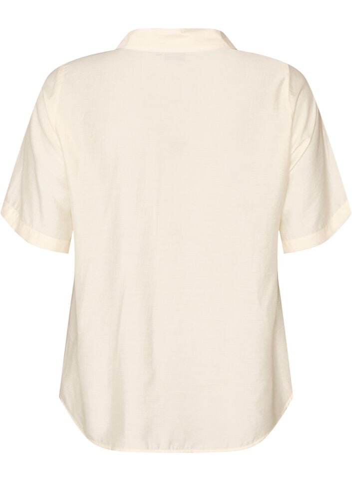 Bluse mit ellbogenlangen &Auml;rmeln und gebl&uuml;mten Details, Beige, Packshot image number 1