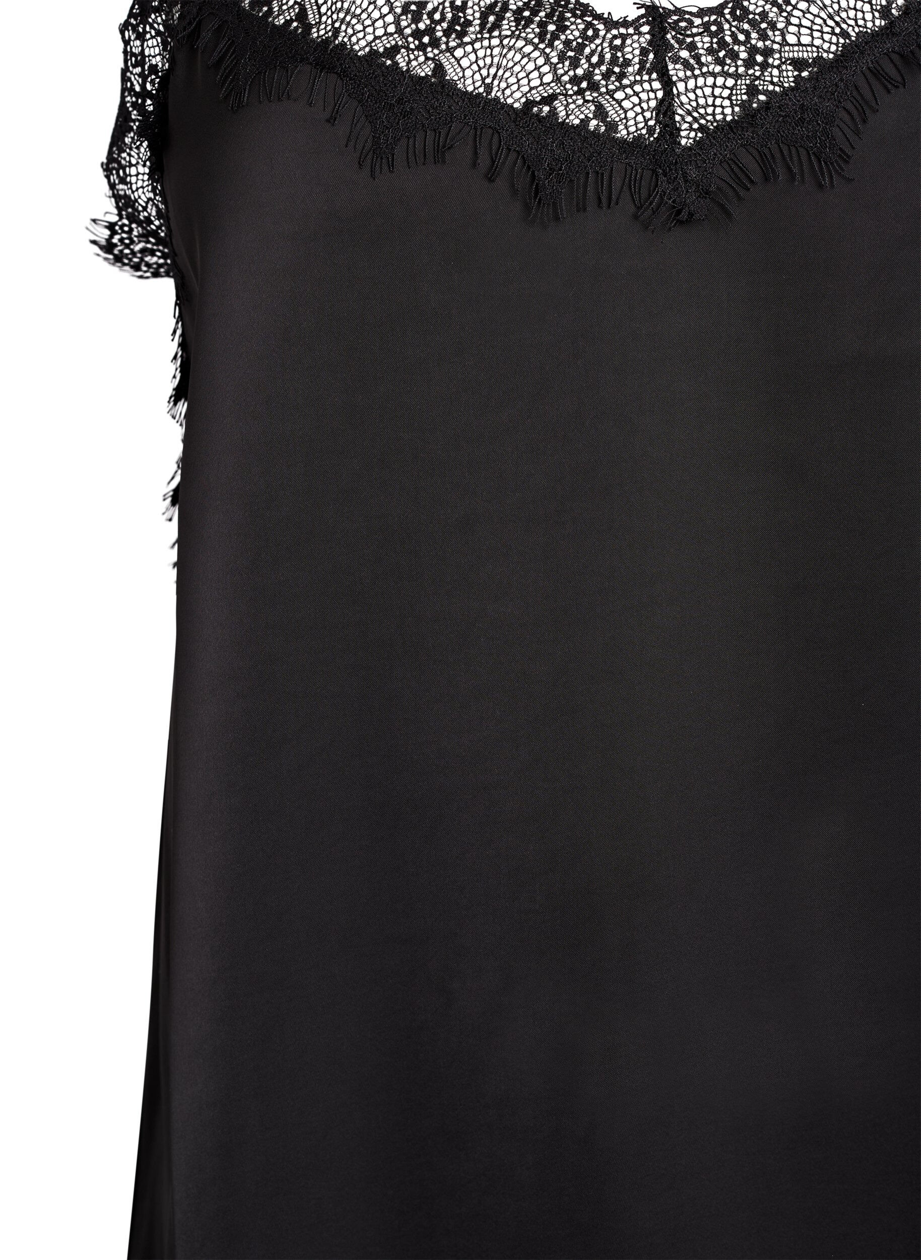 Zizzi Spitzenkleid in Satinoptik, Schwarz, Packshot image number 2