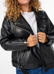 Leder-Bikerjacke mit G&uuml;rtel, Schwarz, Model image number 3