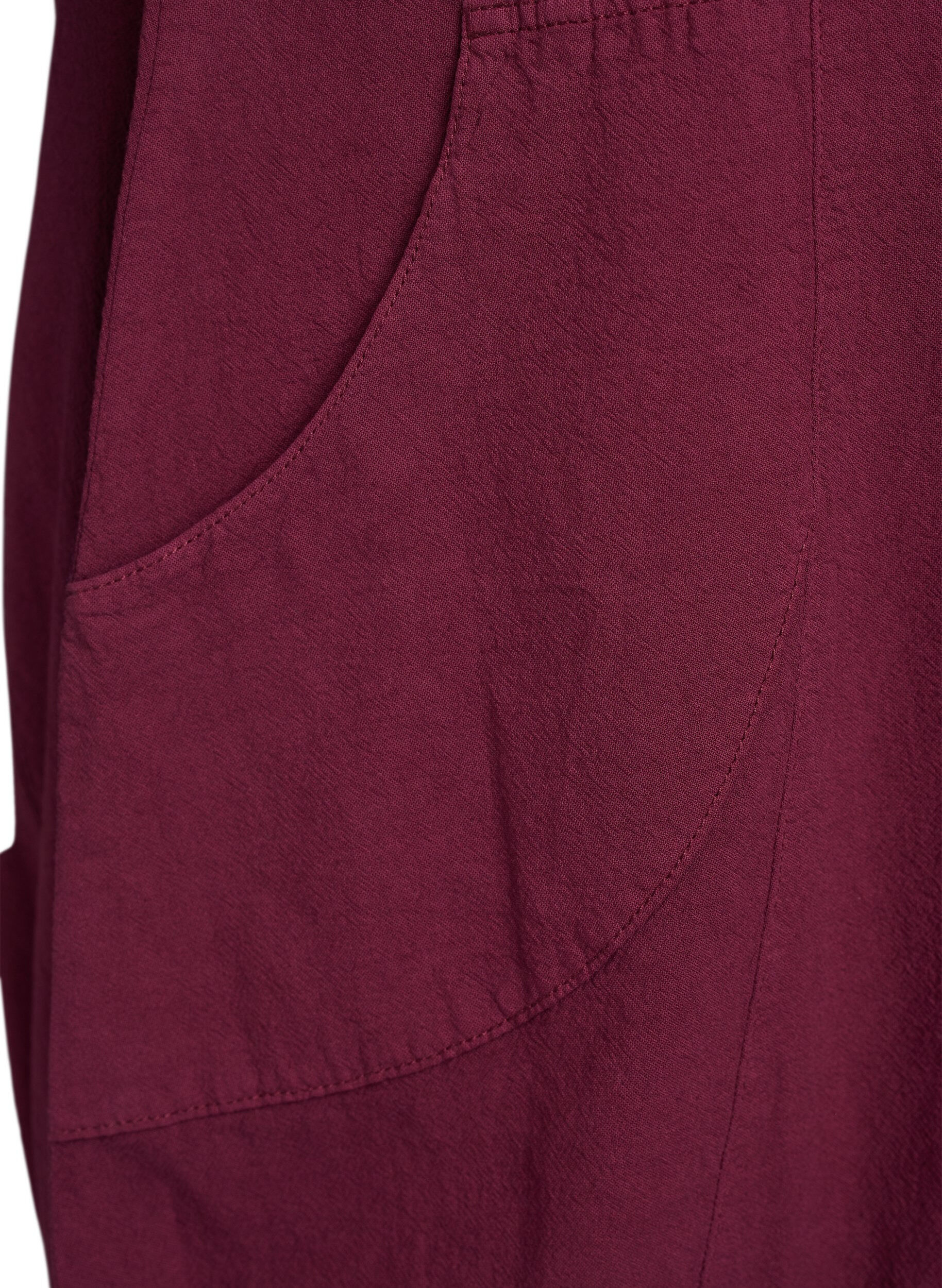 Zizzi Baumwollkleid mit kurzen &Auml;rmeln, Dunkles Bordeaux, Packshot image number 3