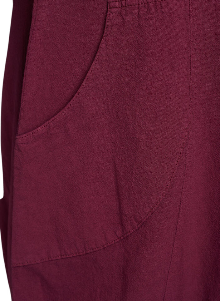 Baumwollkleid mit kurzen &Auml;rmeln, Dunkles Bordeaux, Packshot image number 3