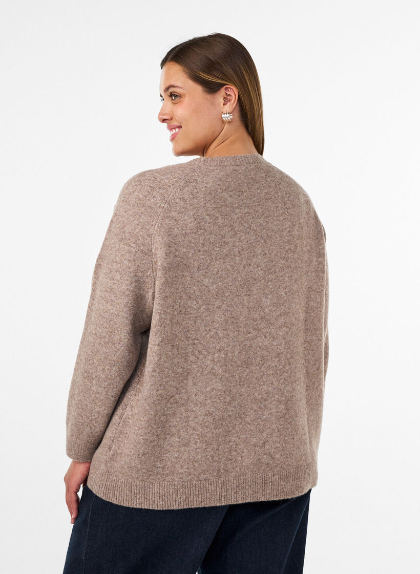 Bluse aus Strick mit Strasssteinen und Nieten, Beige, Model image number 2