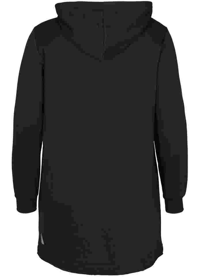 Langes Sweatshirt mit Kapuze, Black, Packshot image number 1