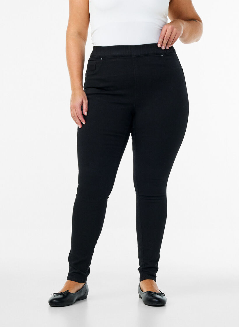 Jeggings mit hoher Taille, Schwarz, Model image number 2