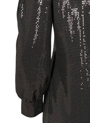 Paillettenkleid mit Schlitzen und 3/4-Ärmeln, Black, Packshot image number 2