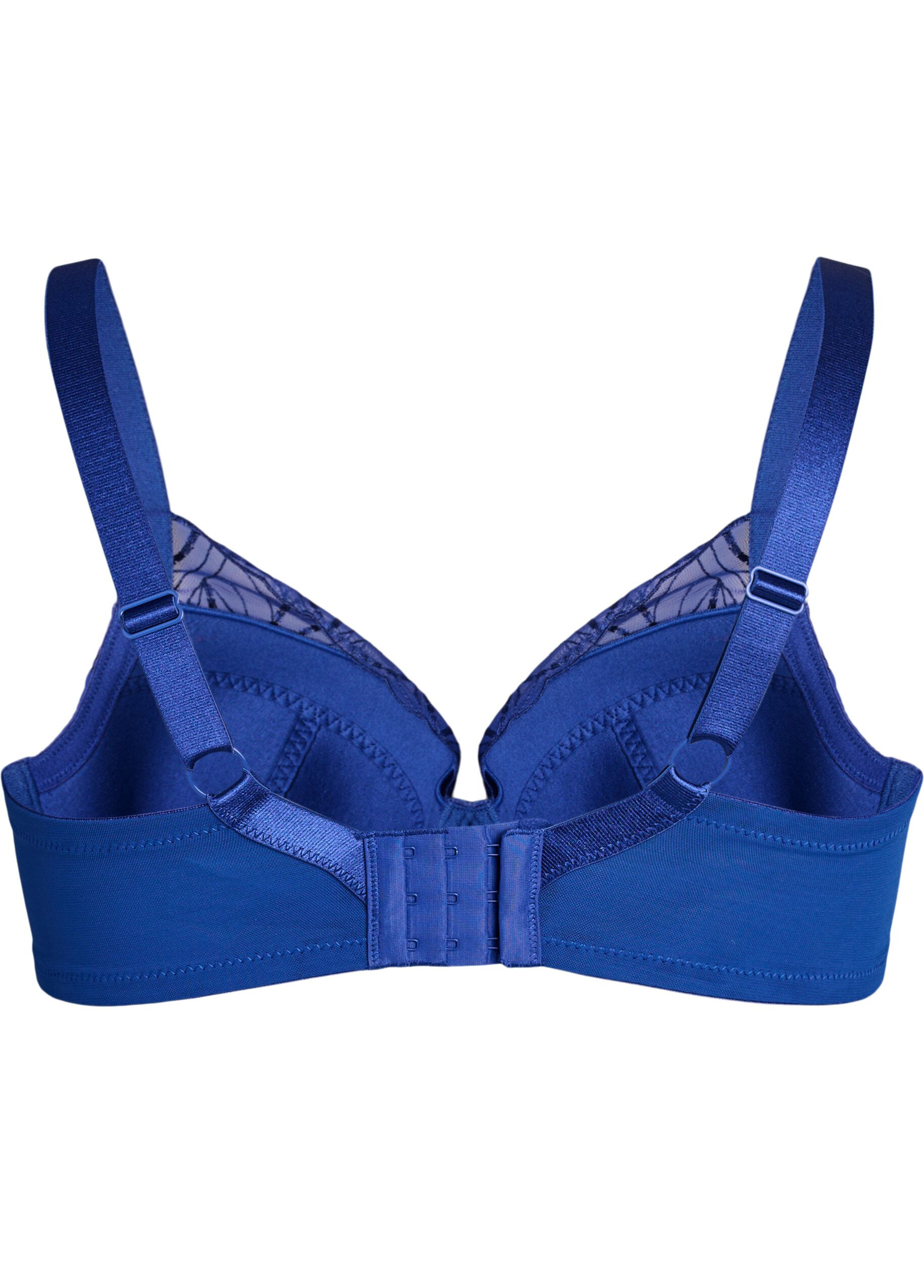 Zizzi BH mit gepolsterten Cups und besticktem Mesh, Blau, Packshot image number 1