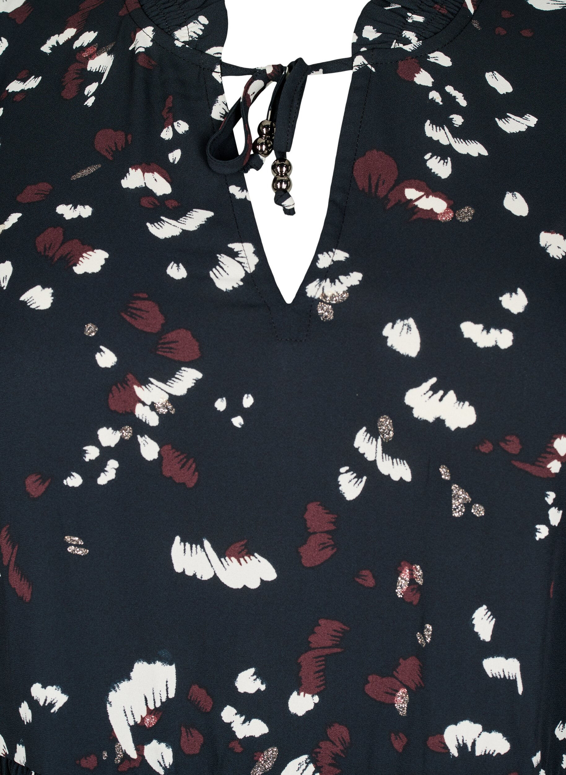 Zizzi Tunika mit Print und ger&uuml;schtem Kragen, Black AOP Print, Packshot image number 2