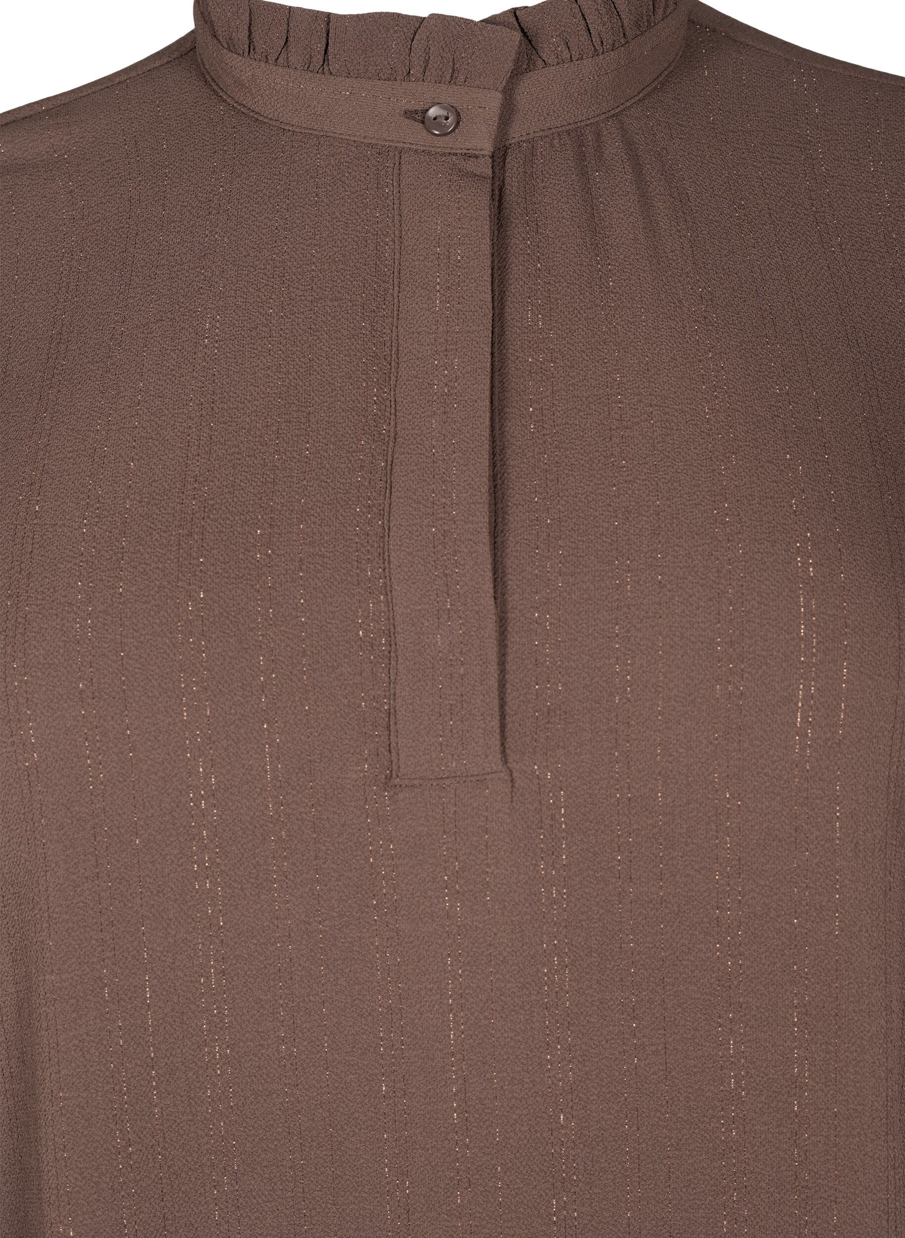 Zizzi Kurzes Kleid mit R&uuml;schen und Glitzer , Braun, Packshot image number 2