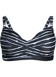Bedruckter Bikini BH mit Bügel, Black White Stripe, Packshot