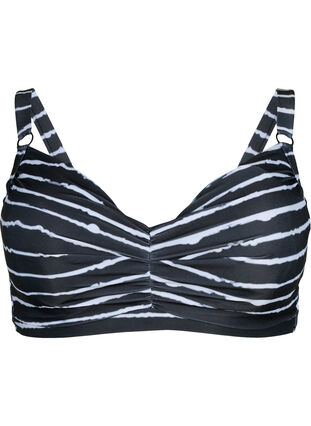 Bedruckter Bikini BH mit Bügel, Black White Stripe, Packshot image number 0