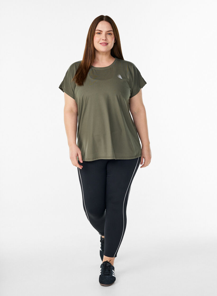 Einfarbiges Trainings-T-Shirt, Gr&uuml;n, Model image number 1