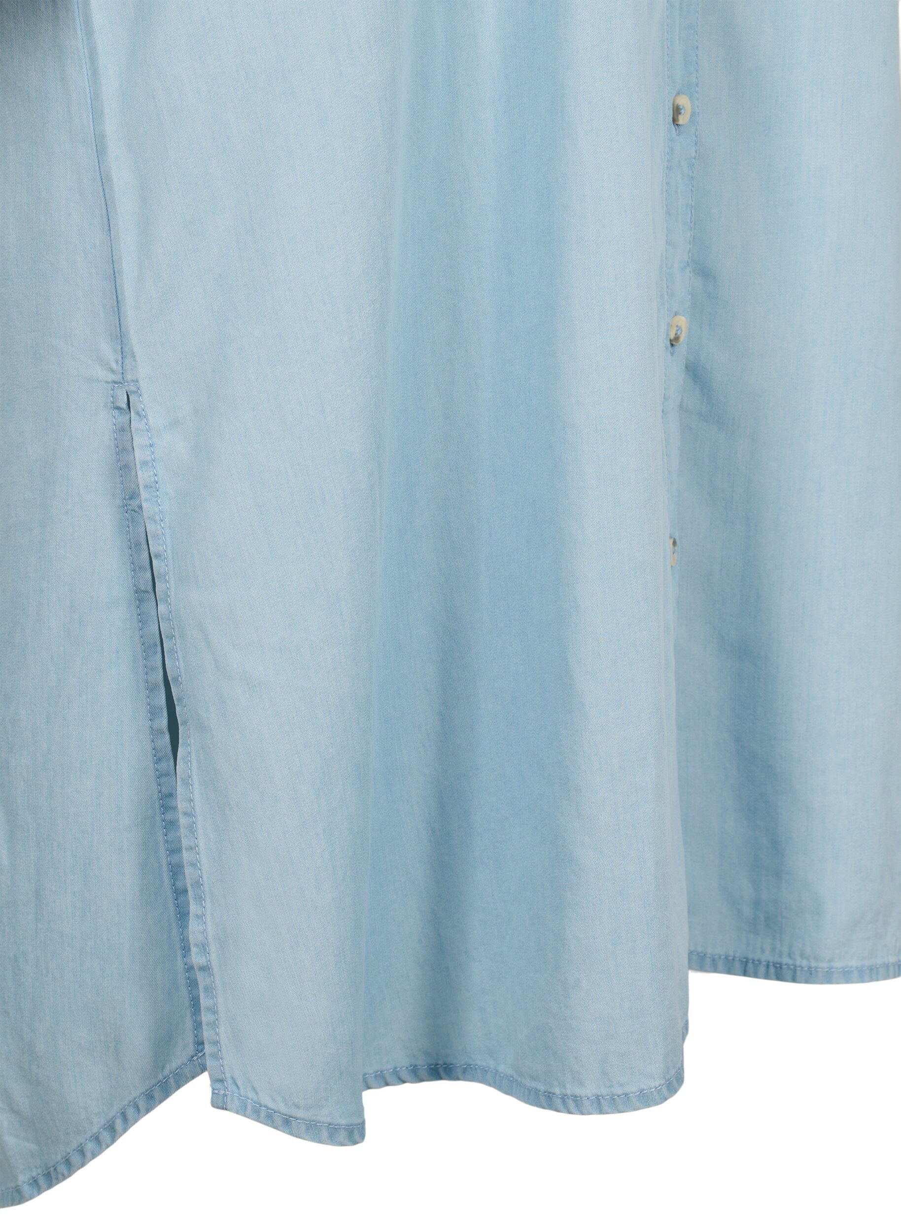 Zizzi Kurzarm-Shirtkleid aus Lyocell (TENCEL&trade;), Light blue denim, Packshot image number 3