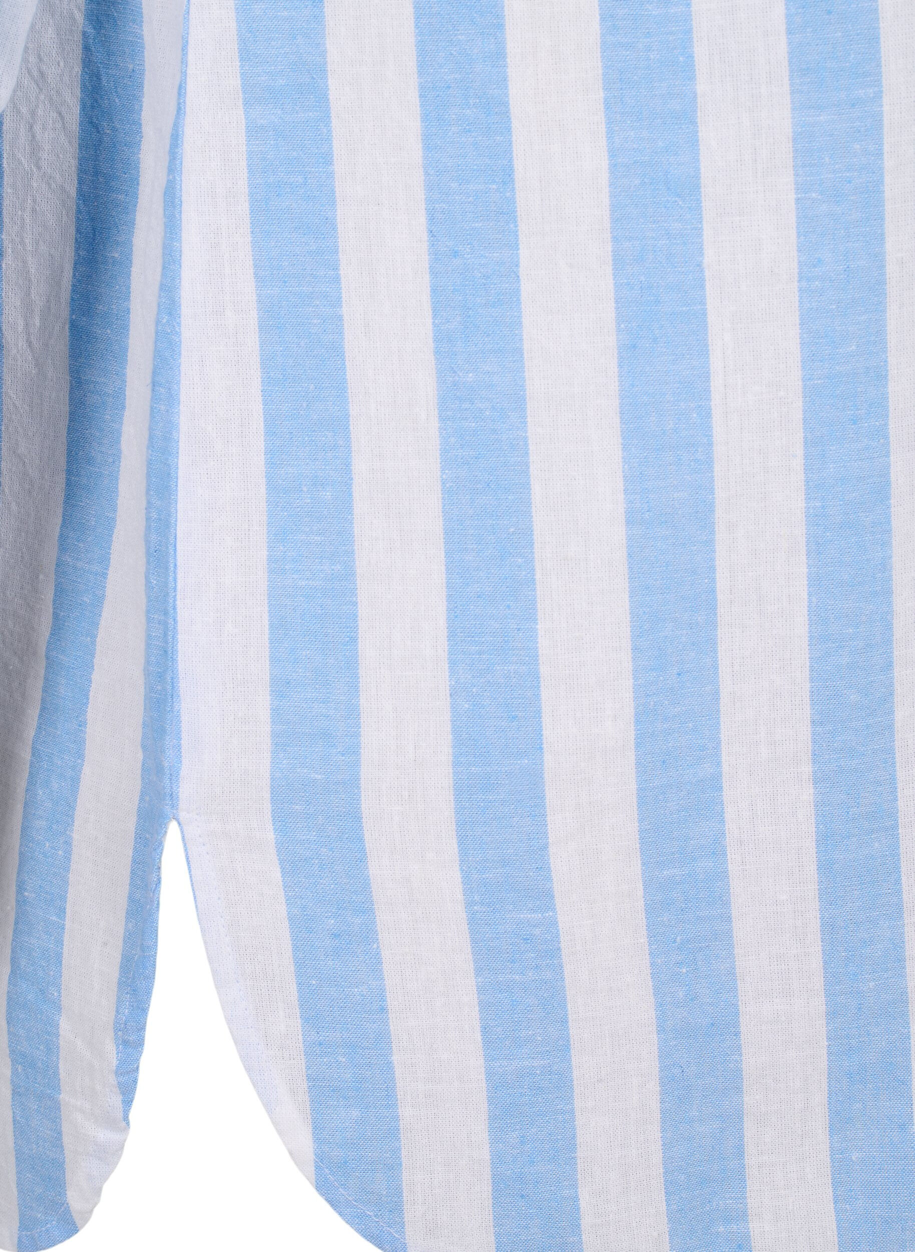 Zizzi Langes Hemd aus Leinen und Baumwolle, Blue White Stripe, Packshot image number 3