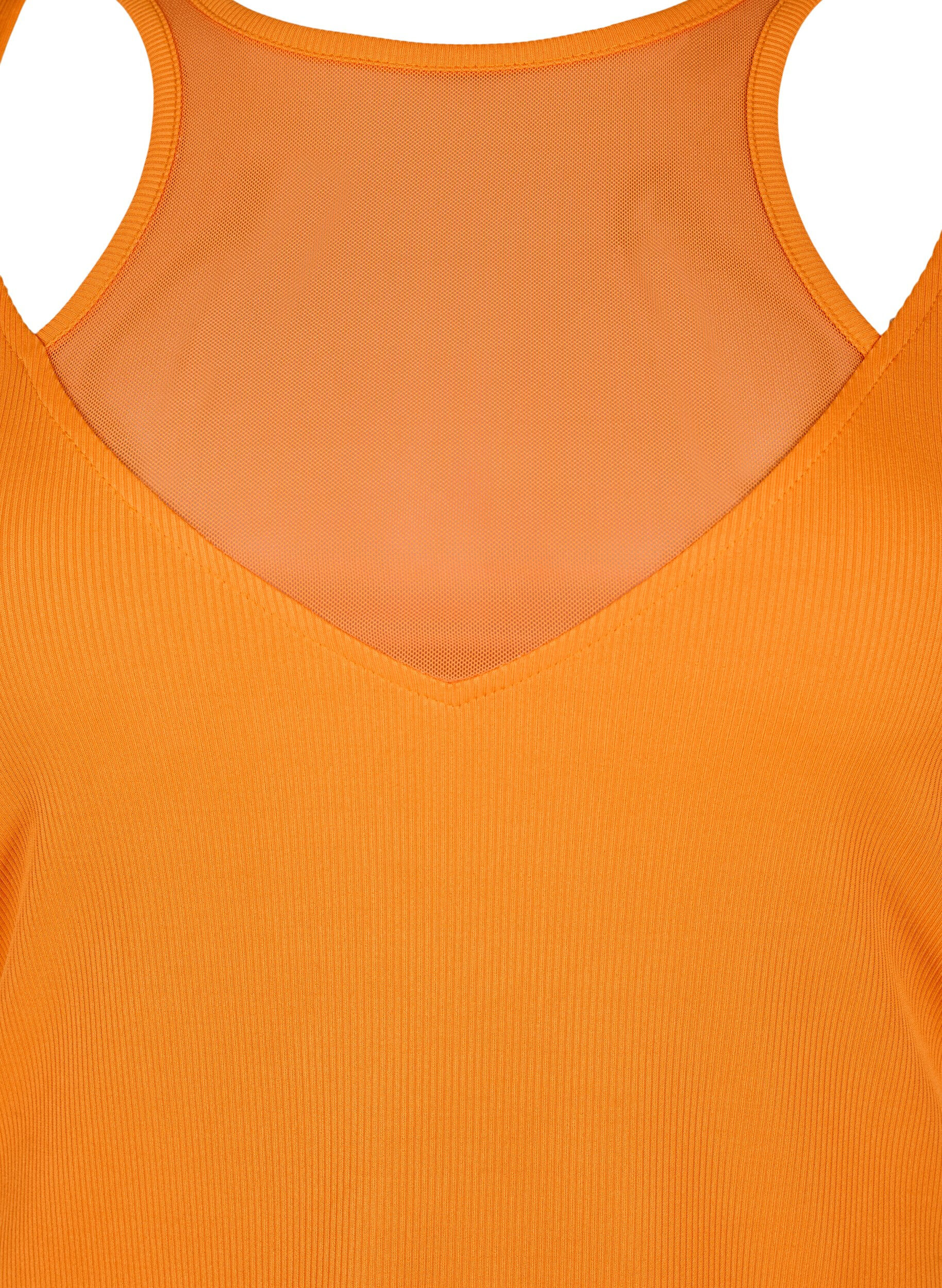 Zizzi Eng anliegende Bluse mit V-Ausschnitt und Mesh-Detail, Vibrant Orange, Packshot image number 2