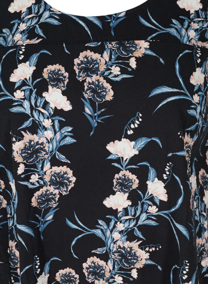 Kurzarm Baumwollkleid mit Print, Blau, Packshot image number 2