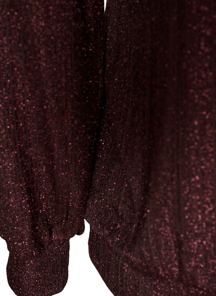 Bluse mit vertikaler Struktur und Glitzerfaden, Braun, Packshot image number 3
