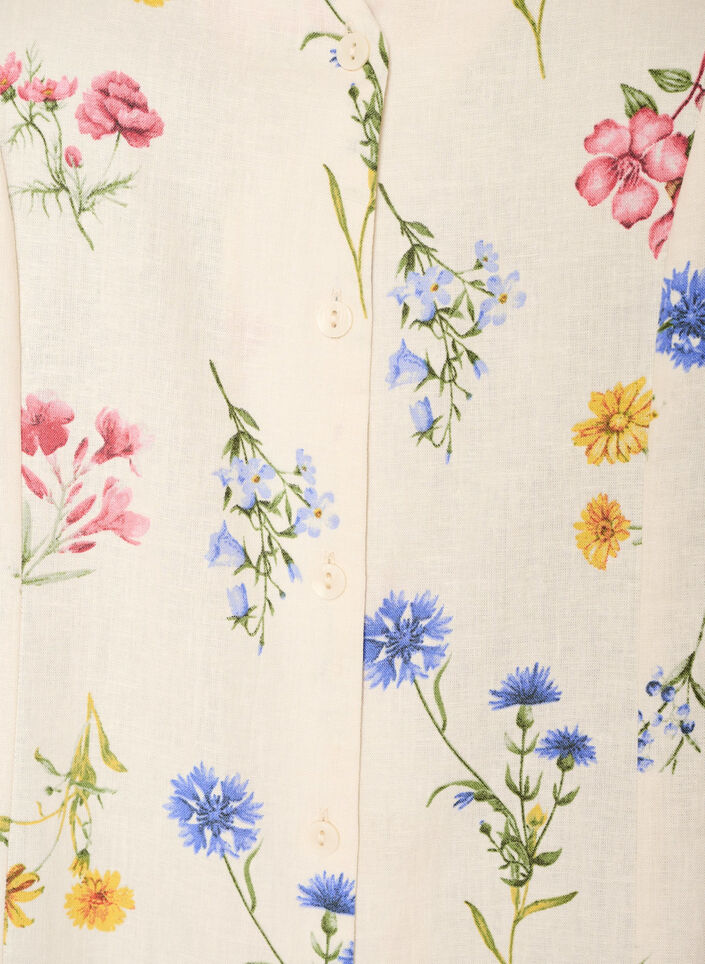 Midikleid aus Leinen und Viskose mit R&uuml;schen&auml;rmeln, Beige, Packshot image number 2