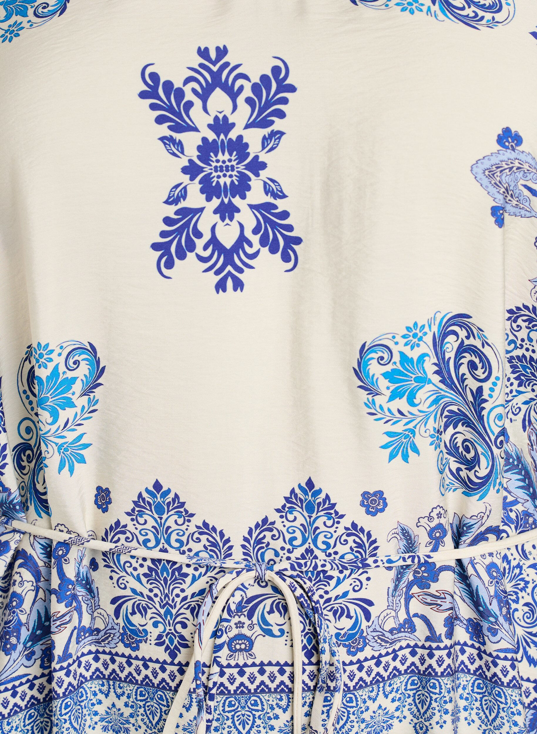 Zizzi Gemustertes Midikleid aus Viskose mit Bindeg&uuml;rtel, Blau, Packshot image number 2