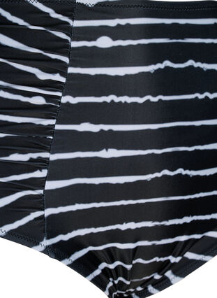 Bikini-Unterteil mit Streifen und hoher Taille, Black White Stripe, Packshot image number 2