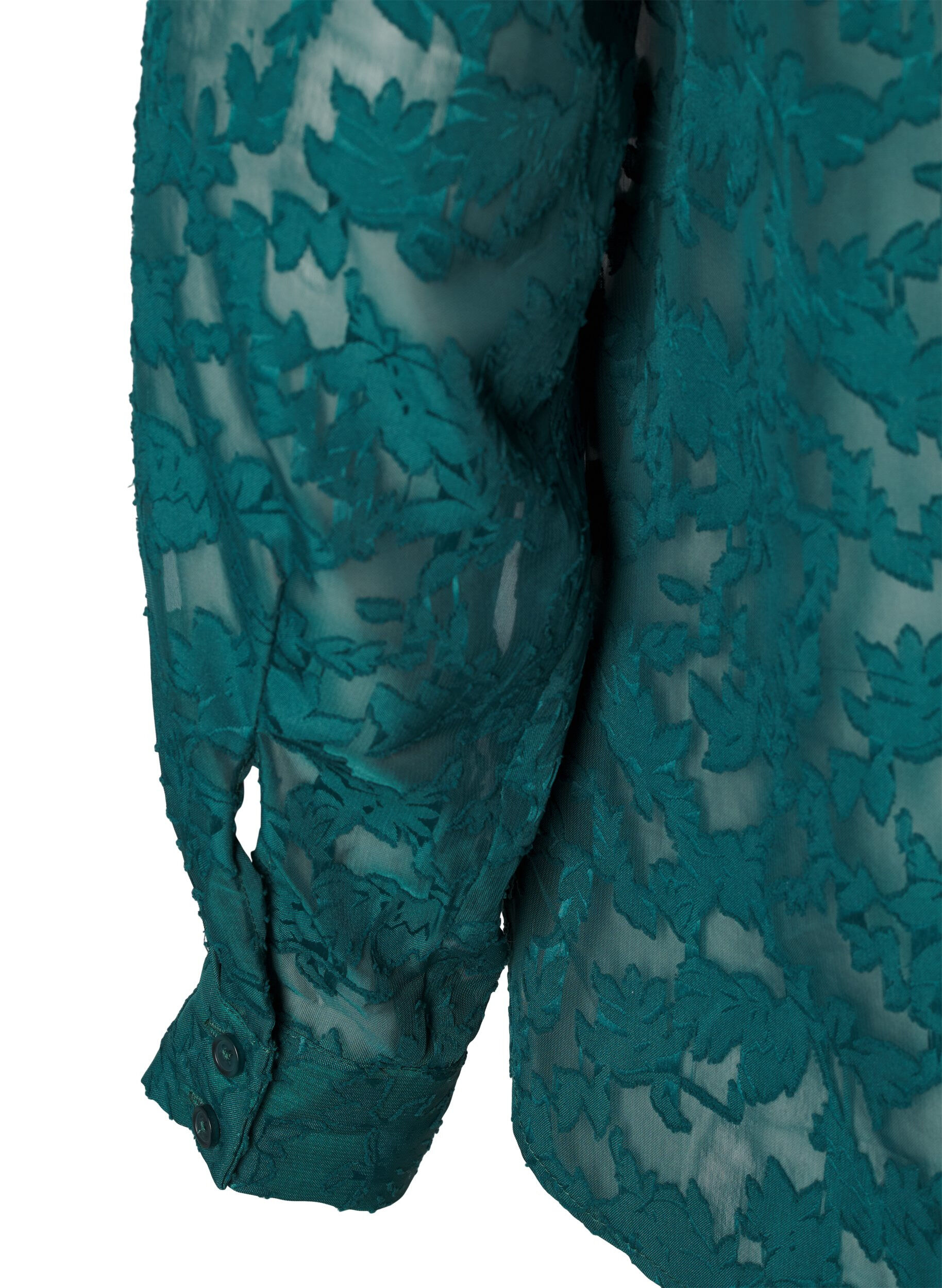 Zizzi Jacquard-Bluse mit Kn&ouml;pfen, Rain Forest, Packshot image number 4