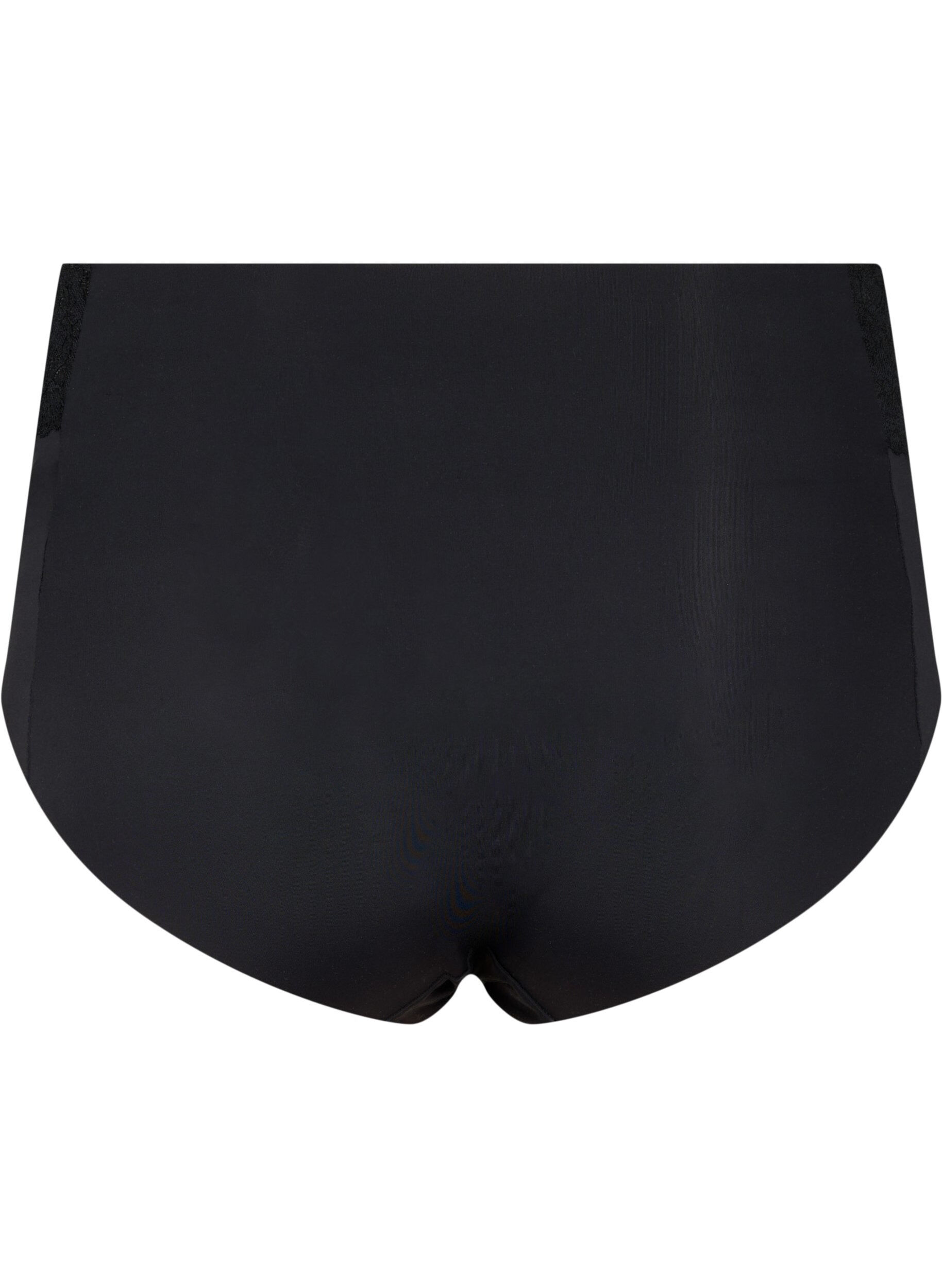 Zizzi 2er-Pack Unterhosen mit Spitze und regul&auml;rer Taille, Black, Packshot image number 1