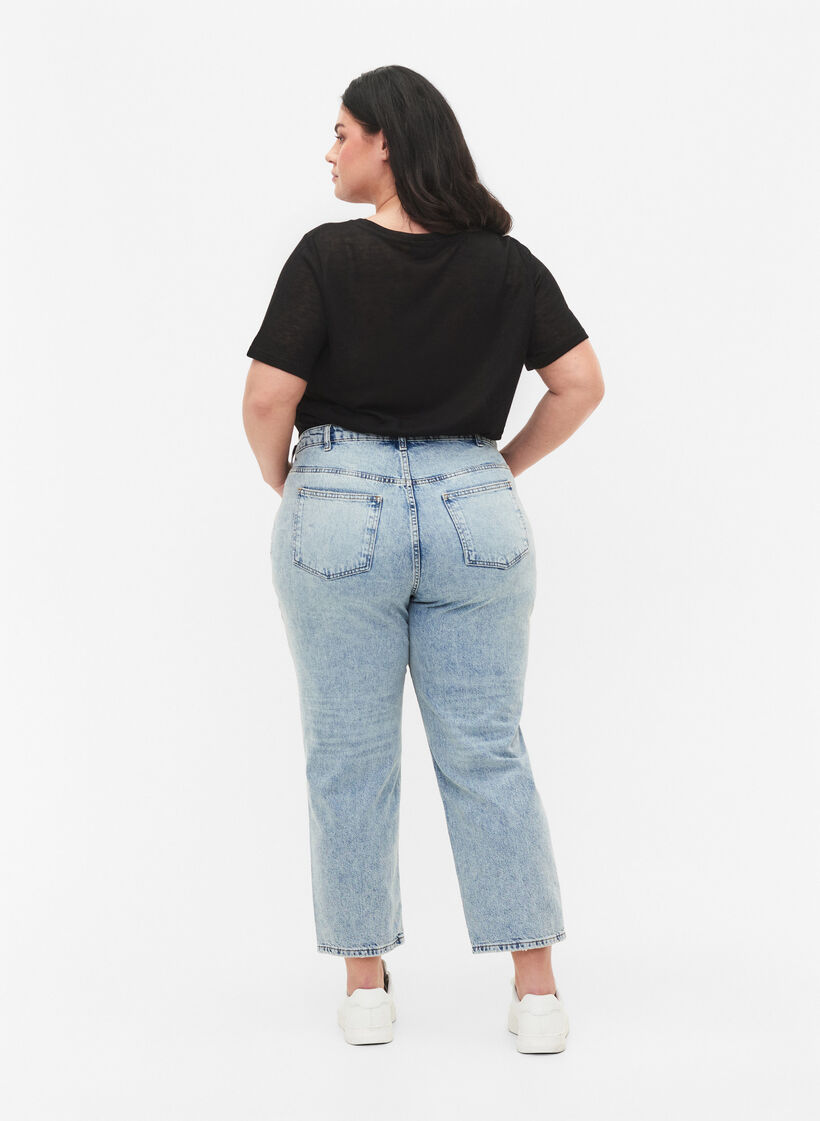 Cropped Vera Jeans mit Nieten, Light blue denim, Model image number 1