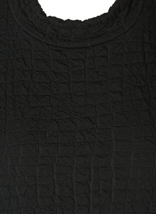 Kurzarm Kleid mit Struktur und A-Linie, Black, Packshot image number 2
