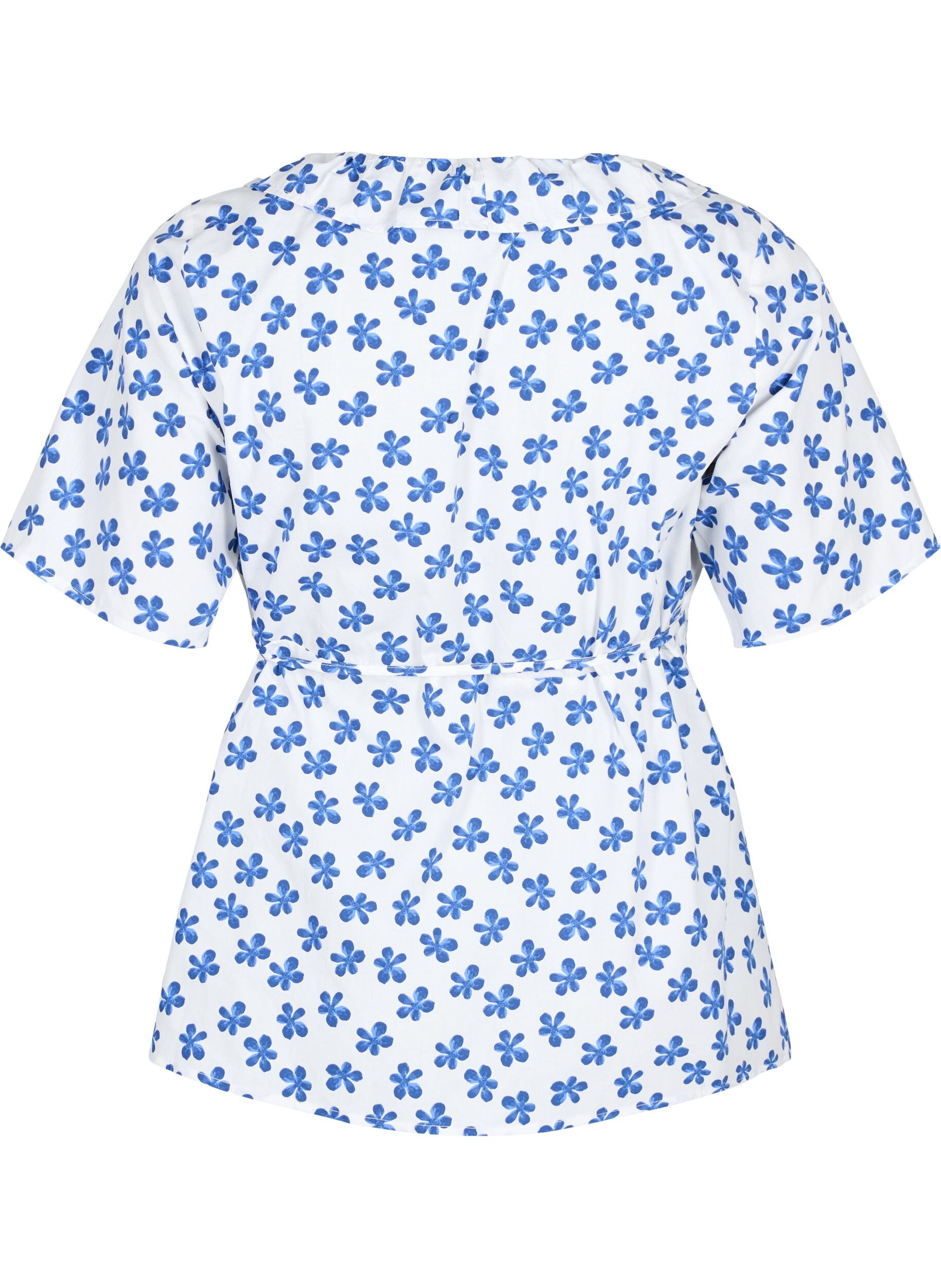 Zizzi Wickelbluse aus Baumwolle mit Blumendruck, B.White/Small Flower, Packshot image number 1