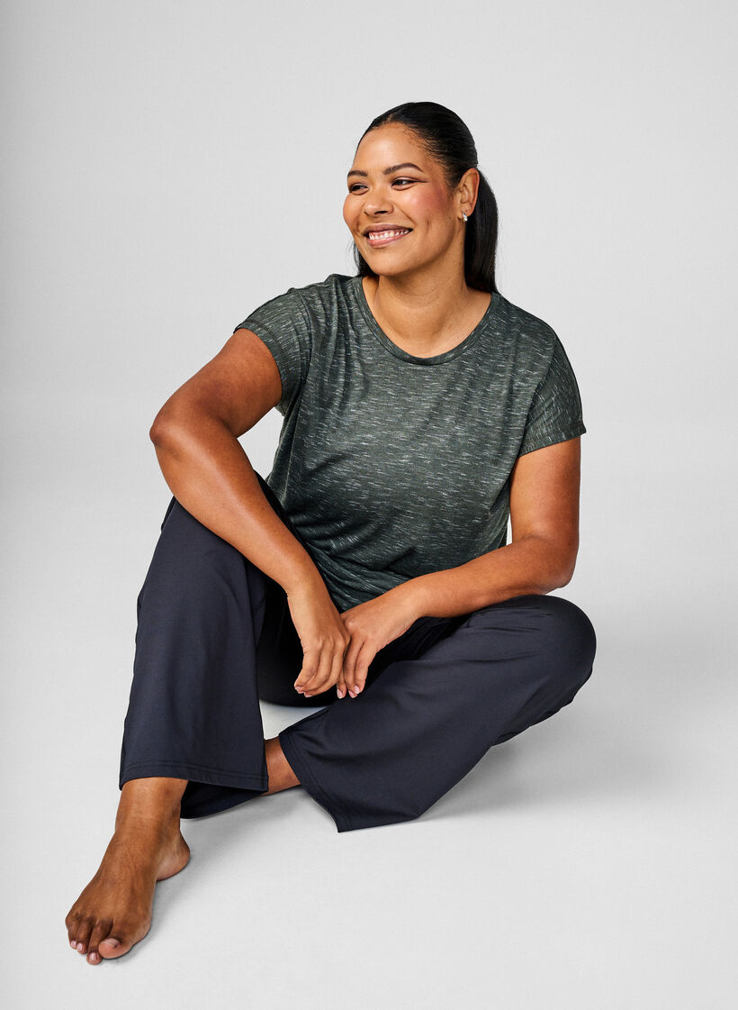 Lockerer Trainingstop mit kurzen Ärmeln, Grün, Image image number 0