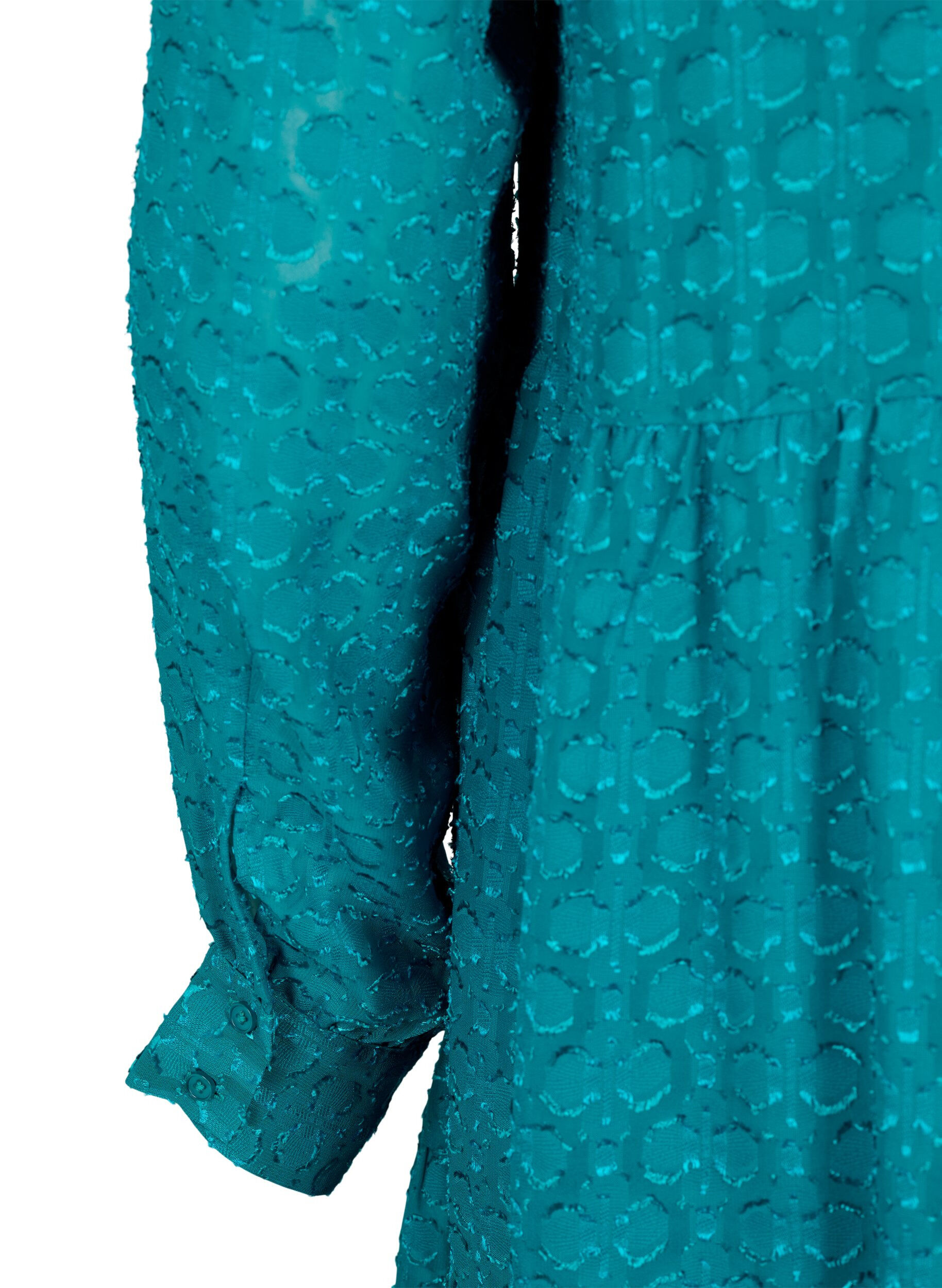 Zizzi Jacquard-Kleid mit R&uuml;schenkragen, Deep Lake, Packshot image number 3