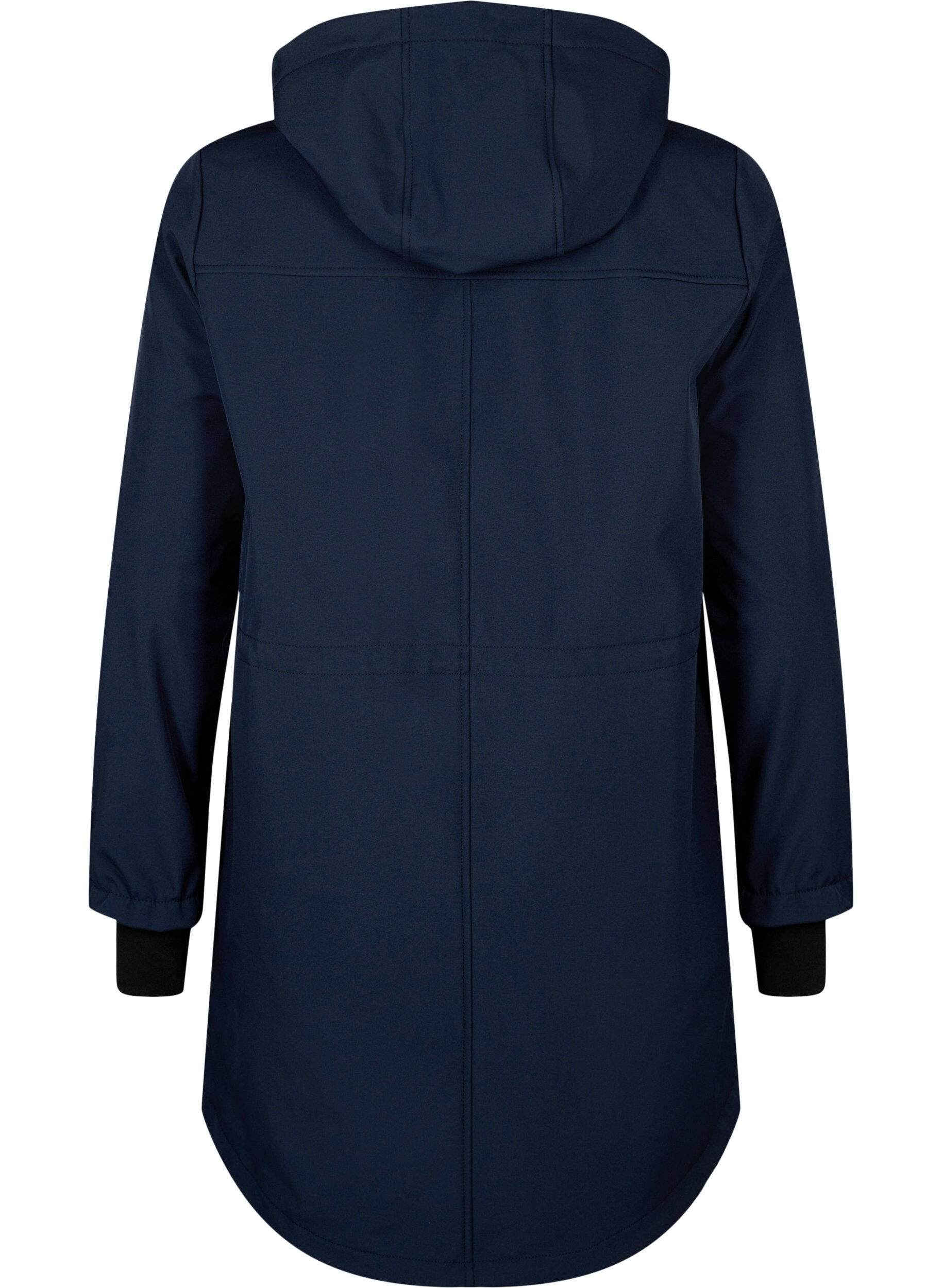 Zizzi Softshell-Jacke mit abnehmbarer Kapuze, Blau, Packshot image number 1